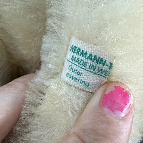 Hermann Original Teddy White Bear Mohair Jointed WestGermany 16" Growler usedVG+ - Picture 12 of 16